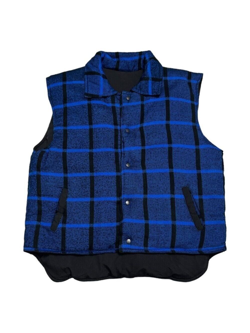 Vintage 90s Vest AVALANCHE REVERSIBLE Plaid Blue Mens Outdoor Winter XL